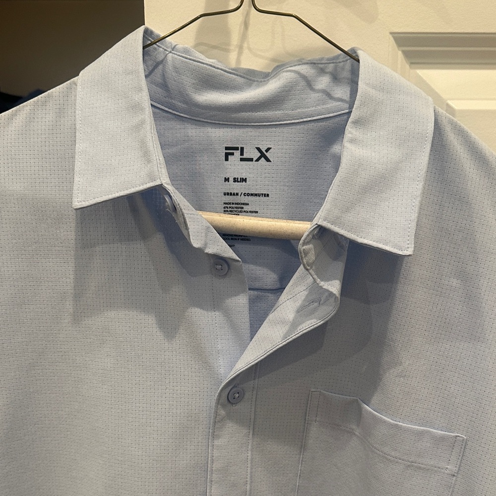 FLX Men's Casual Light Blue Button Down Shirt
